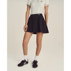 Malbon Golf Kate Skirt Pleated Skort A-line Built In Shorts Black Women Sz 2